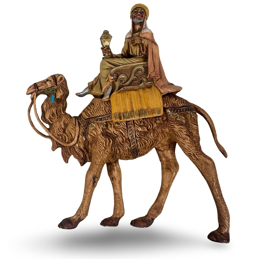 Fontanini Balthazar on Camel 1983 Nativity Figure Italy 5 Inch Scale Brown Gold